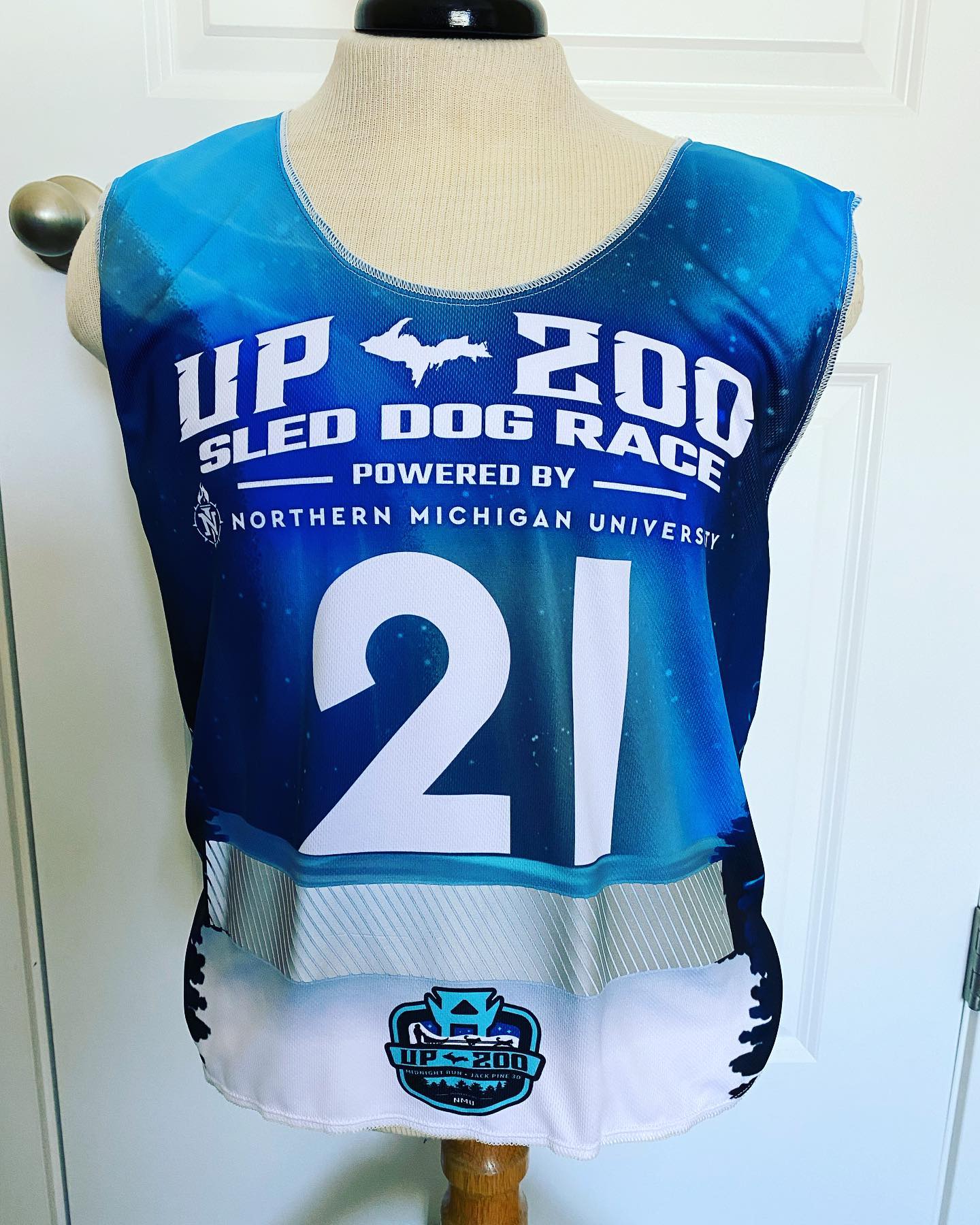 Sled dog race bibs in upper Michigan