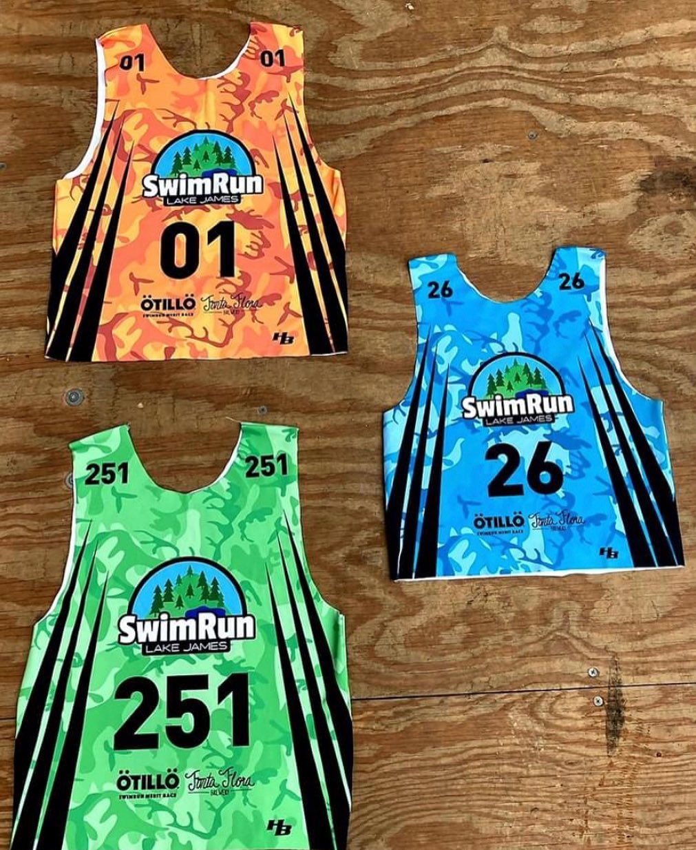 SwimRun Lake James sublimated race bibs